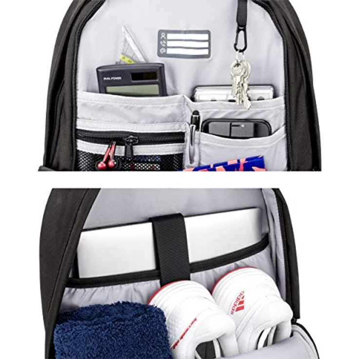 AUDETIC Schulrucksack Mädchen & Jungen Teenager Schwarz - AERO - Ergonomischer Rucksack mit vielen Fächern für Schule & Freizeit - Wasserabweisend – Bild 5