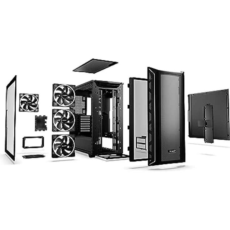 be quiet! Shadow Base 800 FX Black PC-Gehäuse, Light Wings 140mm PWM Lüfter, ARGB-Beleuchtung, USB 3.2 Gen. 2 Type C, maximaler Airflow, E-ATX Mainboard, 420mm Radiatoren, Glasseitenteil, BGW63 – Bild 3