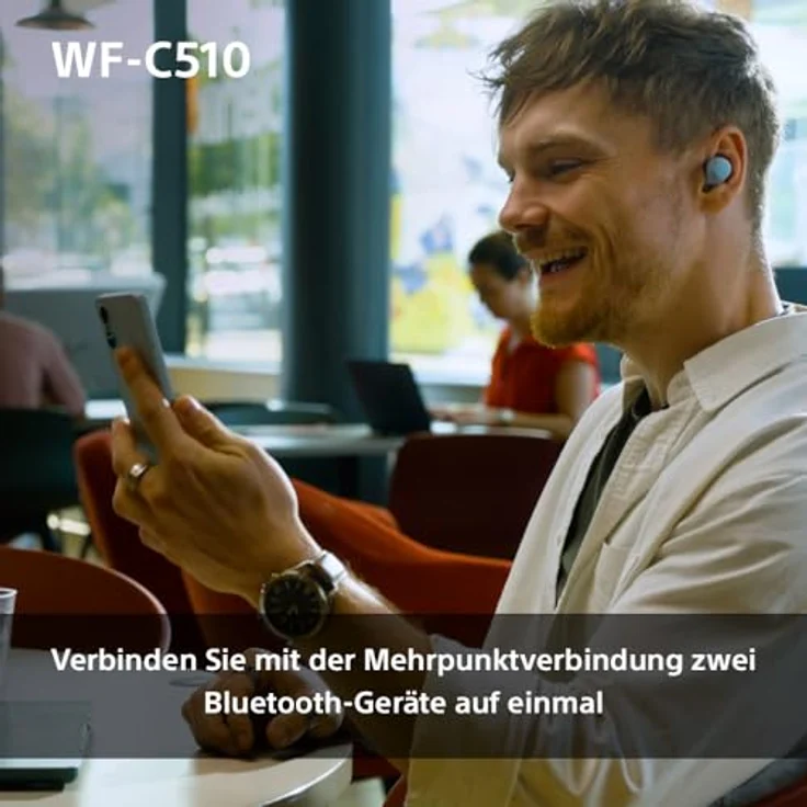 Sony WF-C510 Truly Wireless Kopfhörer - Klein, leicht, Bluetooth In-Ear Kopfhörer mit Multipoint Connection, Ambient Sound, IPX4 Bewertung, Spotify Tap, Quick Charge, 22 Std Akku, iOS & Android - Gelb – Bild 2