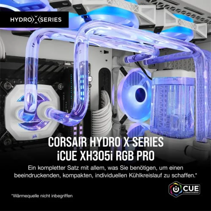 Corsair Hydro X Series iCUE XH305i RGB PRO Individuelles Kühlungs-Kit (Hardline-CPU-Kühlkreislauf, CPU-Wasserkühler, D5 Pumpen-Ausgleichsbehälter-Kombination, Radiator, 3 RGB-Lüfter) Weiß – Bild 2
