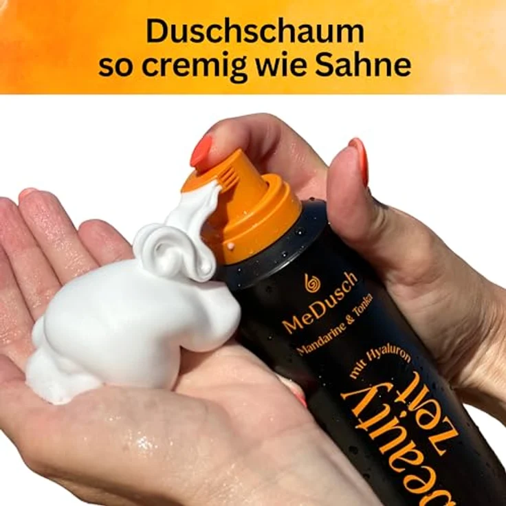 MeDusch Duschschaum Beautyzeit Mandarine & Tonka mit Hyaluron, 3er-Set, Feuchtigkeitsspendend (200 ml, orientalisches Parfüm-Öl, unisex) - Preisvergleich – Bild 5