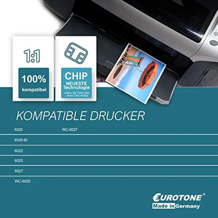 Eurotone Toner für Xerox 6020 6022 6025 6027, Cyan, kompatibel mit 106R02756, Reichweite ca. 1.000 Seiten – Bild 3