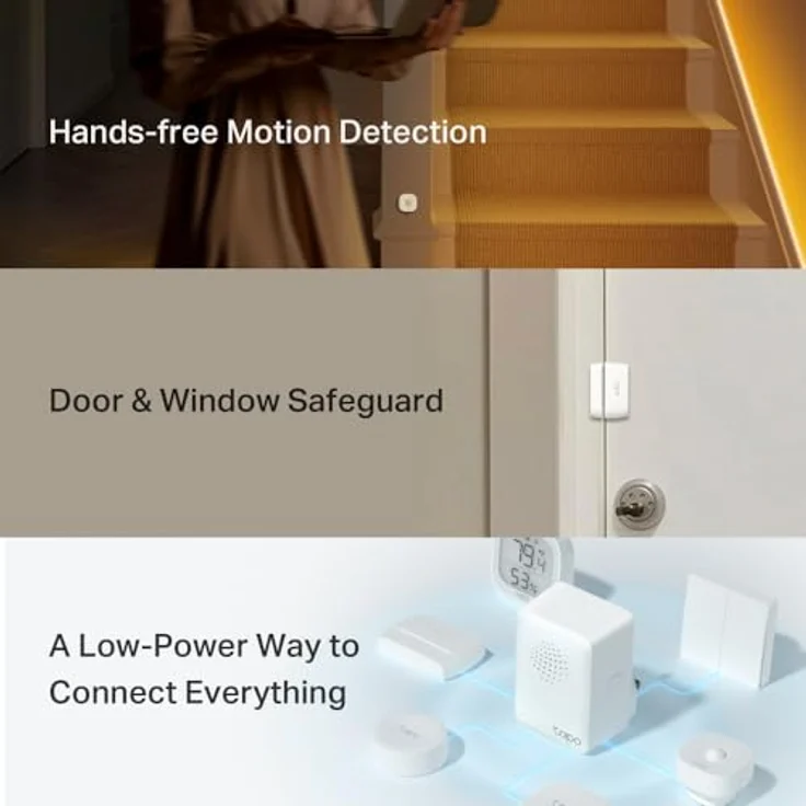 TP-Link Tapo Smart Sensor Starter Kit, Smart Home Hub mit freihändiger Bewegungserkennung, Tür- und Fenstersicherung, Weiß – Bild 4