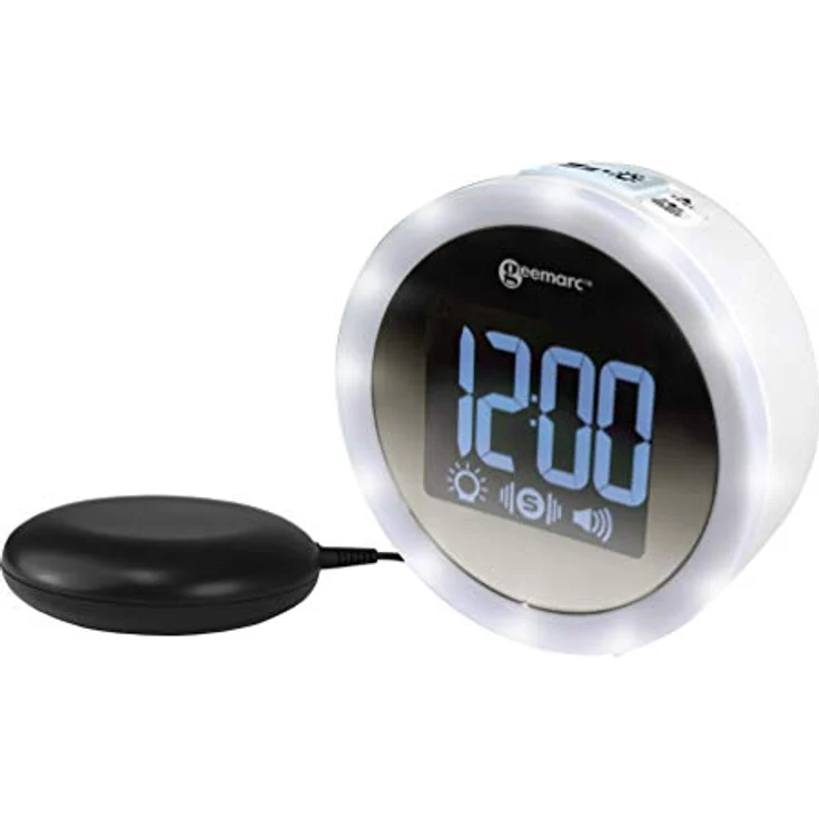 Wecker mit 95dB lautem Alarm, Blitzlicht und Vibrationskissen - Geemarc Wake 'N' Shake Star weckt Langschläfer, Hörgeschädigte und Taube - USB-Ladegerät - Version DE – Bild 1