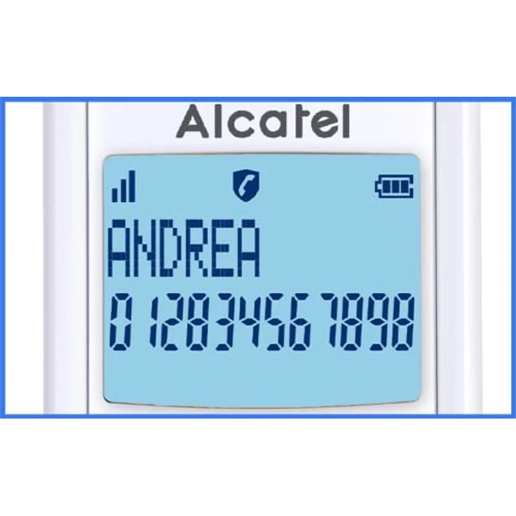 Alcatel F530 - Schnurloses Telefon mit erweiterter Anrufblockierung, Freisprecheinrichtung, großem Bildschirm mit Hintergrundbeleuchtung, VIP-Klingeltönen, 10 Anrufmelodien, weiß/blau – Bild 5