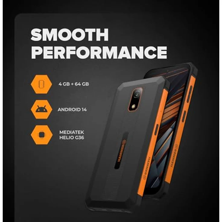Hammer Iron Va 4GB/64GB 6.5´´ Schwarz - Robustes Smartphone mit großem Akku, IP69-Zertifizierung und Octa-Core-Prozessor – Bild 4