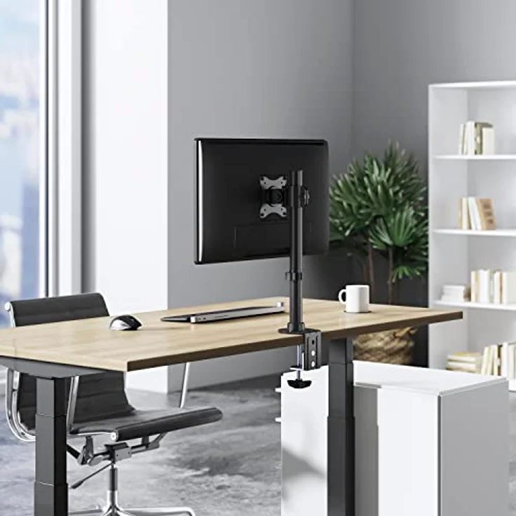 RICOO Monitor Halterung Tisch, VESA Tischhalterung für 12-27 Zoll, Monitorhalterung 1 Monitor Arm TS7011, Bildschirmhalterung Monitorarm Bildschirm Halter Monitorhalter, Arme für Computermonitore – Bild 4