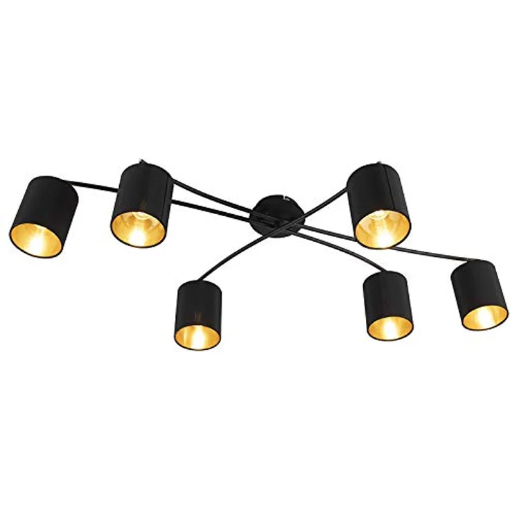 Qazqa Moderne Deckenleuchte Lofty Schwarz 6-Flammig - LED geeignet E14 – Bild 5