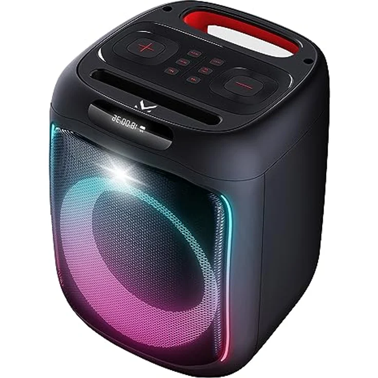 Majestic MAJESTIC FIRE 12 Bluetooth-Lautsprecher mit mehrfarbigen LED-Lichtern, USB/microSD/AUX-IN/MIC, inklusive kabelgebundenem Mikrofon, wiederaufladbarem Akku und TWS, Tragegriff – Bild 2