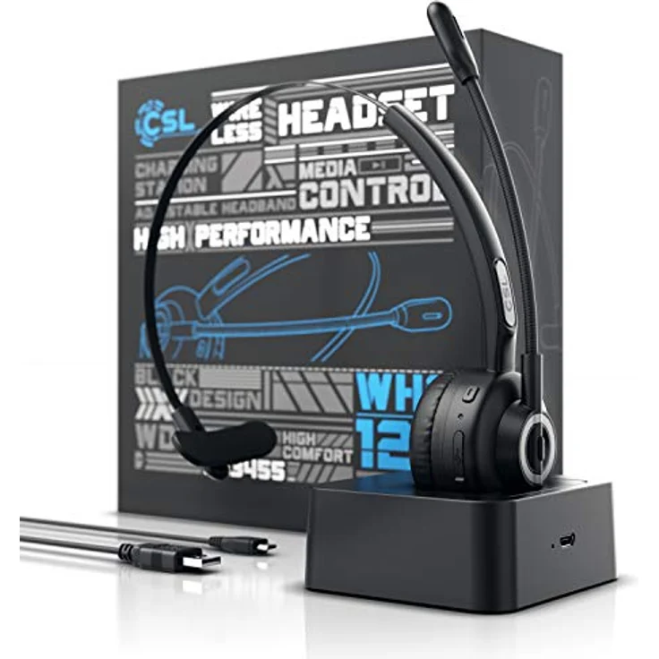 CSL kabelloses Headset mit Ladestation, schwarz – Bild 7