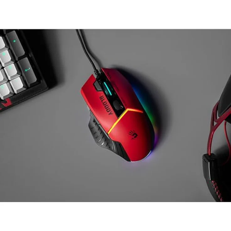 A4tech W95Max Sports Gaming Maus, Optische Kabelgebundene Gaming-Maus, USB 12 000 CPI, 8000 FPS, 250 IPS, 35G, 2000 Hz Ultrapolling (Schwarz/rot) – Bild 5