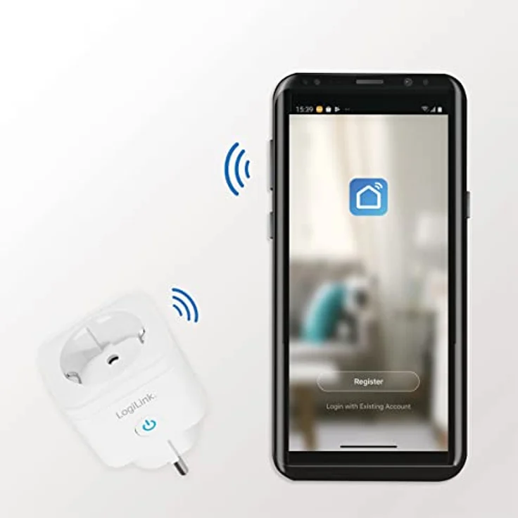 LogiLink SH0101 - Wi-Fi Smart Home Stromstecker mit Berührungsschutz, über App steuerbar, IP20, Tuya kompatibel, unterstützt Amazon Alexa und Google Home, Weiß – Bild 2