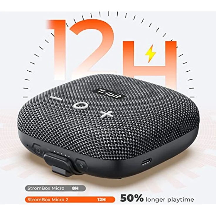 Tribit Bluetooth Portable Lautsprecher StormBox Micro 2 IP67 wasserdichte mit leistungsstarkem kabellosem Stereo-Pairing und integriertem XBass für Outdoor-Reisen und Radfahren – Bild 4