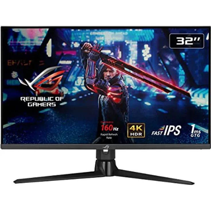 ASUS ROG Strix XG32UQ - 32 Zoll 4k UHD Gaming Monitor - 160 Hz, 1ms GtG, Freesync Premium Pro & G-Sync, DisplayHDR 600 - Fast IPS Panel, 16:9, 3840 x 2160, DP 1.4 DSC, HDMI 2.1, USB, ergonomisch
