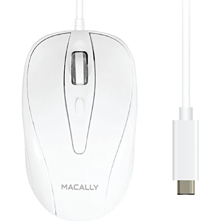 May UCTURBO, MacBook Maus USB C, optisch mit Kabel, Mouse für USB-C Notebook und Laptop, weiß - grau – Bild 2
