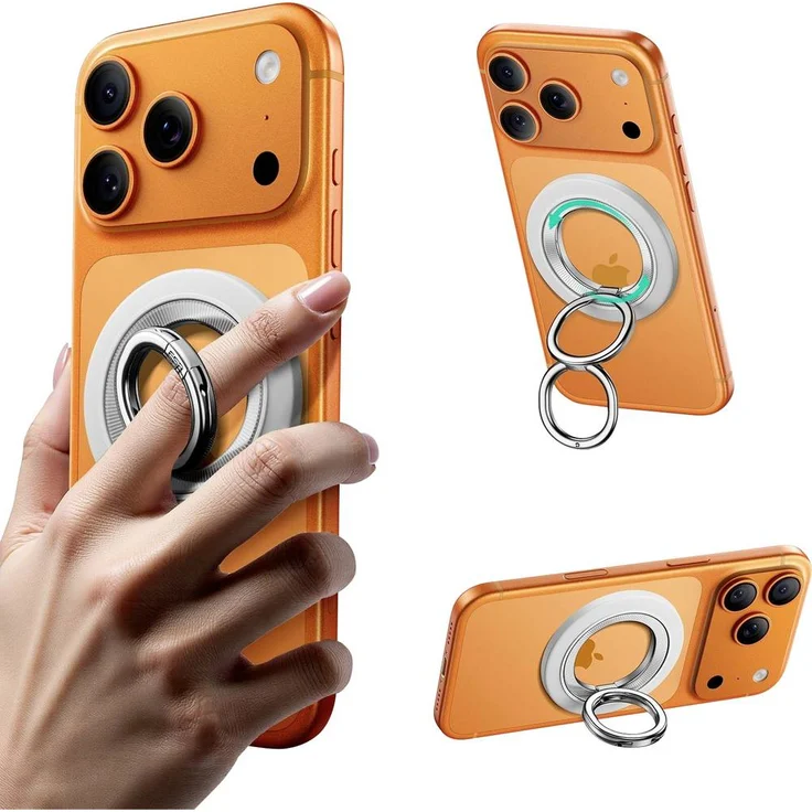 ESR HaloLock Phone Grip Stand 360, Handyständer in Weiß mit doppeltem Magnet und 125° Winkelverstellung für sicheren Halt