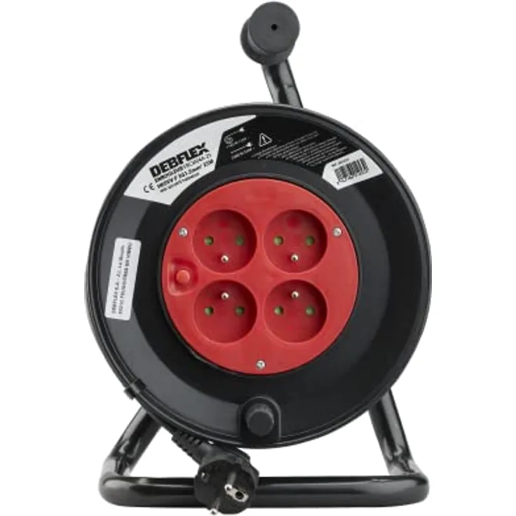 Debflex 601253 Kabeltrommel Basteln HO5VV-F 3G1.5, 4P-Schalter, 25 m, Schwarz
