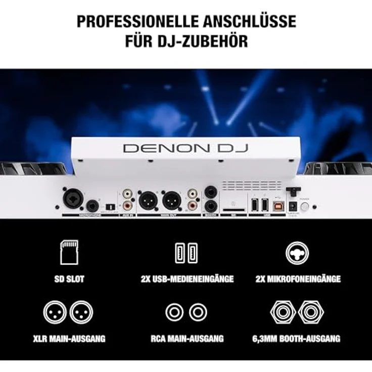 Denon DJ SC LIVE 4 WHITE, Standalone DJ-Controller mit 4-Decks, WLAN-Streaming, eingebauten Lautsprechern und Serato DJ & Virtual DJ kompatibel – Bild 5