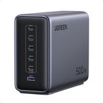 UGREEN Nexode 500W USB C Ladegerät 6-Port GaN Ladestation, PD 3.1 Desktop Charger für MacBook, iPad Pro/Air, iPhone 16-8 Serie, Galaxy S25-S22, universelle Kompatibilität, 240W Schnellladung