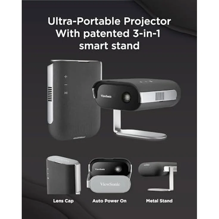 ViewSonic M1 Max, Tragbarer Smart LED Beamer mit Full HD 1080p, Google TV, 200 ANSI Lumen, 360° Projektion, Eingebauter Akku, Auto Fokus, H/V Keystone – Bild 5