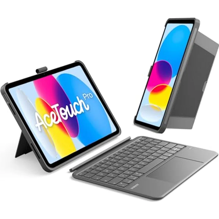 Inateck Tastatur für iPad 11 A16 (2025) & iPad 10. Gen (2022), 5,1" Vollflächen-Touchpad, Vertikaler/Horizontaler Ständer, dünn und leicht – Bild 1