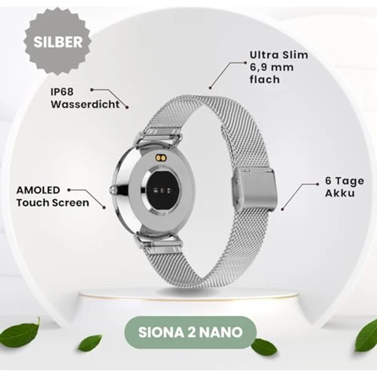 XCOAST SIONA 2 Nano Silber, Damen Smartwatch - 37mm AMOLED Display, Fitness Tracker, Wasserdicht – Bild 5