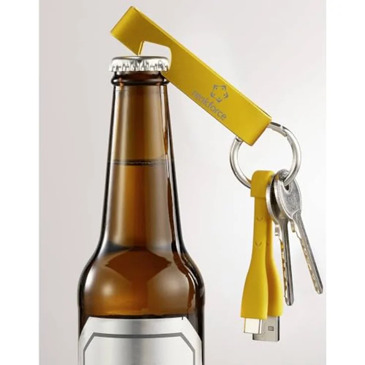 Renkforce USB-Kabel USB 2.0 USB-A und USB-C®, 0.15 m, gelb, mit Schlüsselanhänger und Flaschenöffner – Bild 4