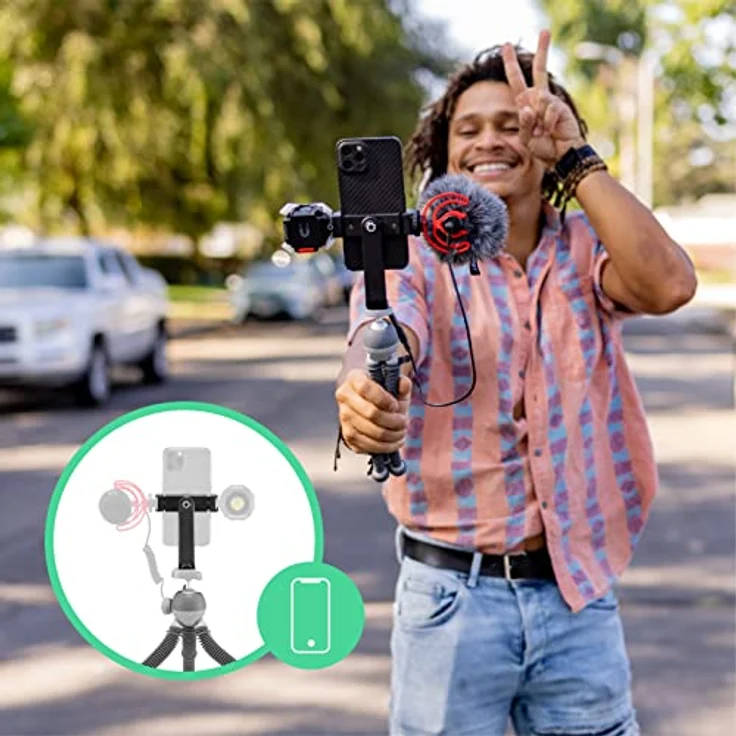 JOBY PodZilla Medium Kit, Flexibles Stativ mit GripTight 360 Handyhalterung, Phone Stativ von den GorillaPod Entwicklern, kompatible mit iPhone, Smartphones, Action Cam, Geräte bis zu 1kg, Grau – Bild 5
