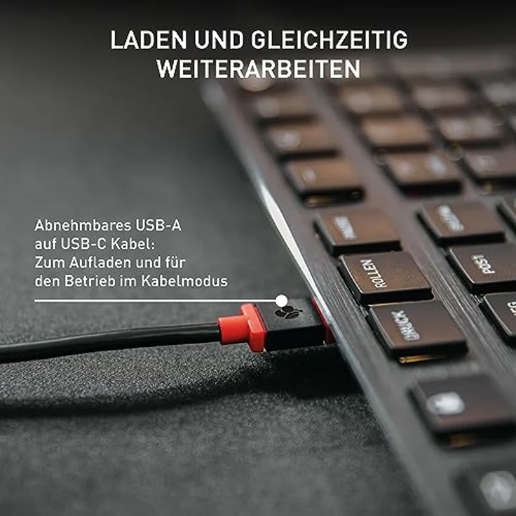 CHERRY KW X ULP, Ultra Flache Mechanische High-End-Tastatur, Schweizerisches Layout (QWERTZ), Kabellose Multi-Device-Tastatur Für Bis Zu 4 Geräte, Wiederaufladbar, Schwarz – Bild 4