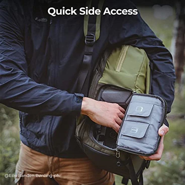 K&F CONCEPT Kamerarucksack 20L, Fotorucksack mit 15,6 Zoll Laptopfach, spritzwassergeschützt und Regenschutz für DSLR SLR, große Kameratasche mit seitlichem Zugriff – Bild 5