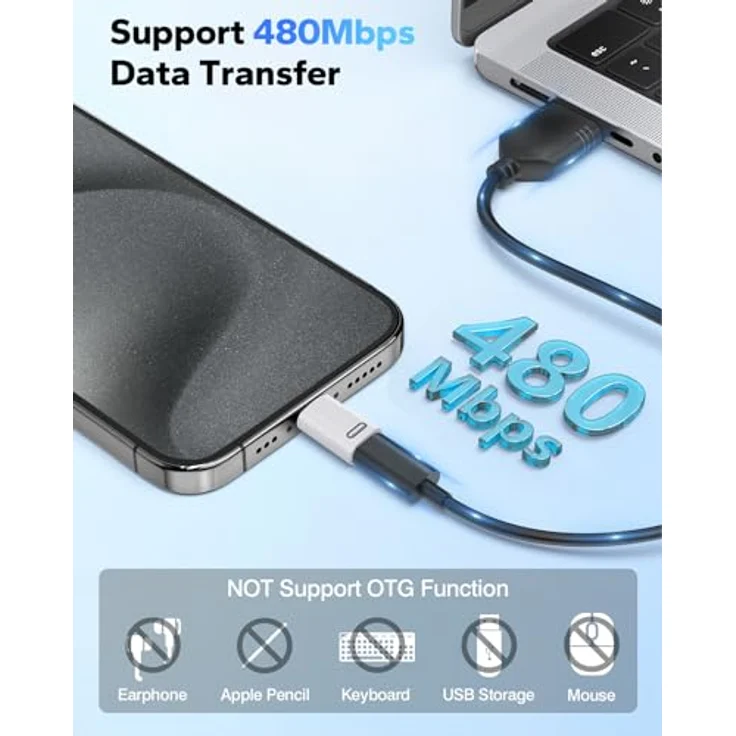 MoKo Lightning auf USB-C Adapter, 4 Stück, für iPhone 15/16/17 & iPad, Schnellladung 35W PD, weiß – Bild 3
