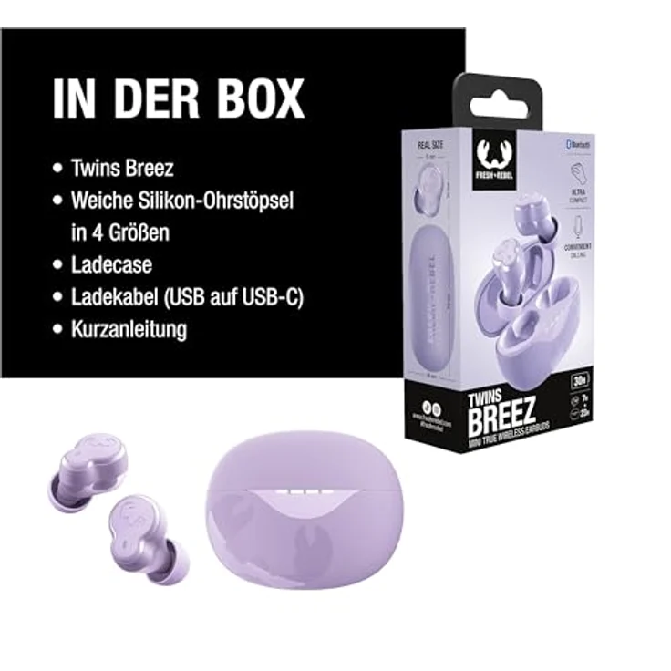 Fresh n Rebel Twins Breez In-Ear Bluetooth Kopfhörer, kabellos mit 7 h Laufzeit, lila – Bild 8