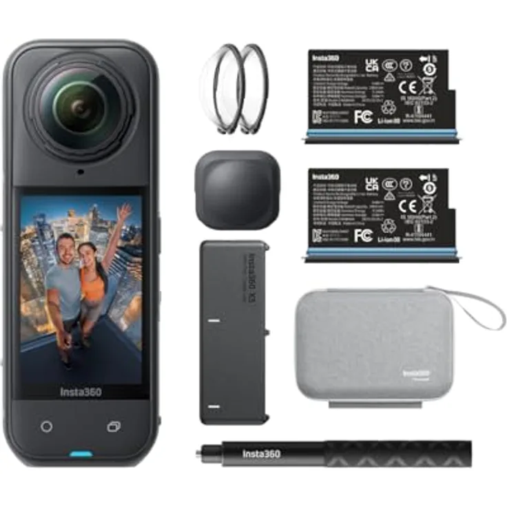 INSTA360 X5 Essentials Bundle, 360° Actioncam mit 8K Video, stoßfest und wasserdicht bis 15m, inkl. Zubehör