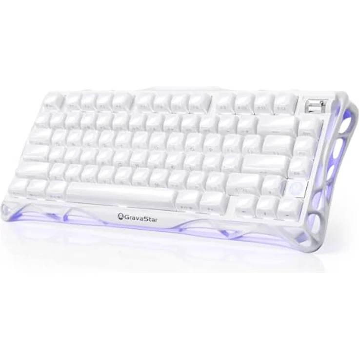 GravaStar Mercury K1, Mechanische Gaming Tastatur mit Aluminiumrahmen, RGB-Beleuchtung, kabellos, Weiß – Bild 1