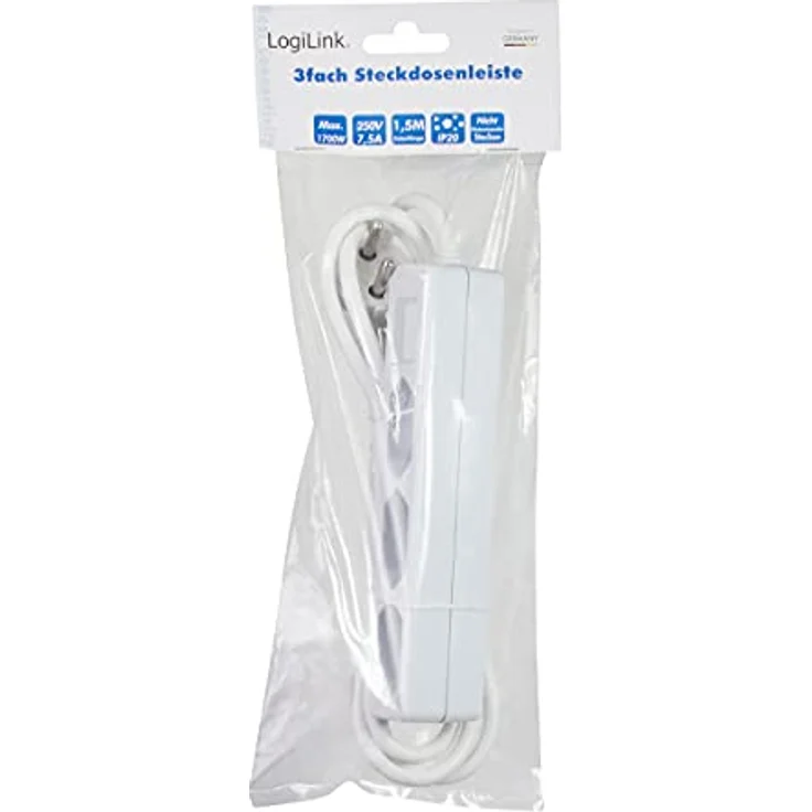 LogiLink LPS229 3-fach Steckdosenleiste (Eurobuchse - E 7-16) mit Kindersicherung Weiß – Bild 6