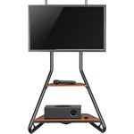 Maclean MC-455 Eck-TV-Ständer im Bauhaus-Stil, Freistehender TV-Halter mit Zwei Ebenen aus Holz, Belastbarkeit bis zu 10 kg, TV-Halterung bis zu 40 kg, 37-75'', Max. VESA 600x400, Max. Höhe 1460 mm