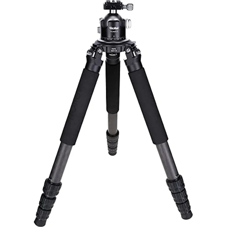 Rollei Rock Solid Alpha Mark III inkl. Rollei Stativkopf T7S MK III, sehr Robustes, professionelles Dreibeinstativ mit 360° Kugelkopf und 30KG Traglast., schwarz – Bild 1