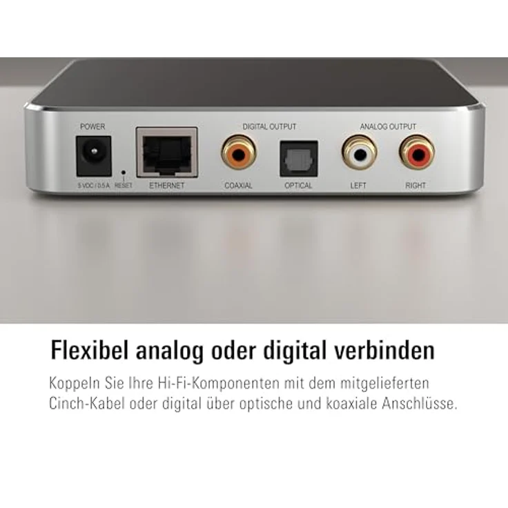 Eve Play – Audiostreaming Adapter für AirPlay, Automatischer Latenzausgleich, Leistungsstarker Digital-Analog-Wandler, DREI Audioausgänge, Apple Home, Ethernet und WiFi – Bild 3