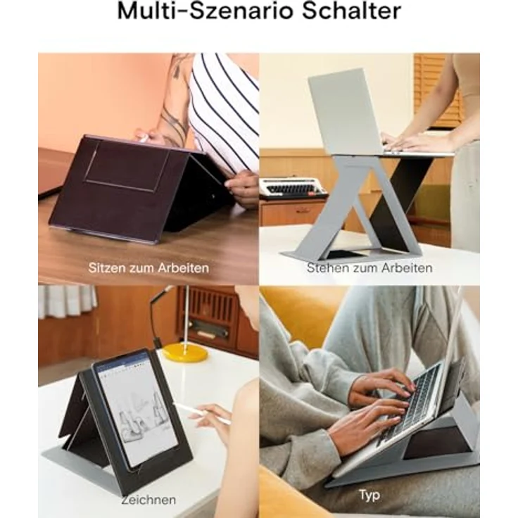 MOFT Z unsichtbarer dünner Ständer und tragbarer Schreibtisch, verstellbare Sitz-/Stehwinkel, kompatibel mit den meisten Laptops (Schwarz) – Bild 2