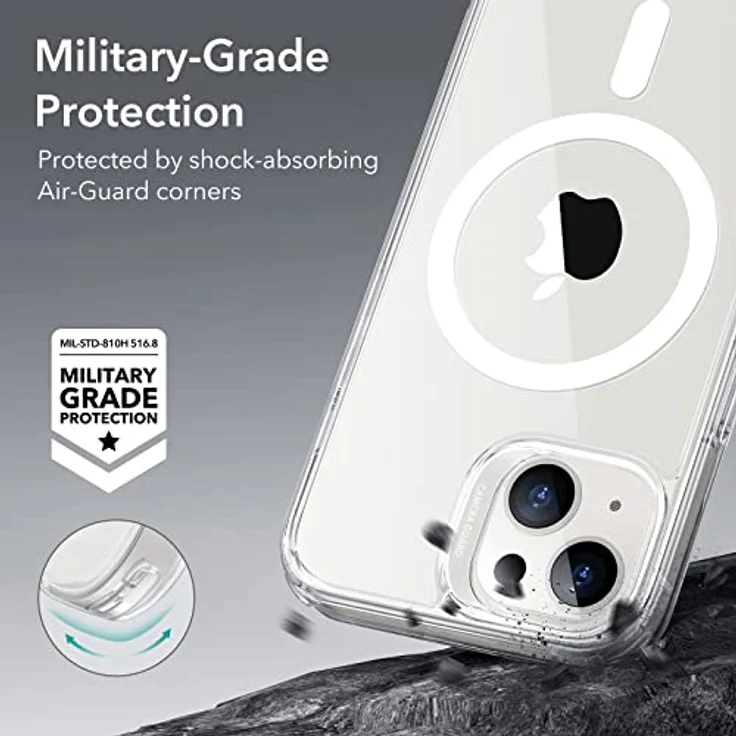 ESR iPhone 14 Plus Hülle Classic Hybrid Magnetische mit HaloLock, Klar, MagSafe kompatibel, Militärnorm Sturzschutz, Kratzfeste Rückseite – Bild 5