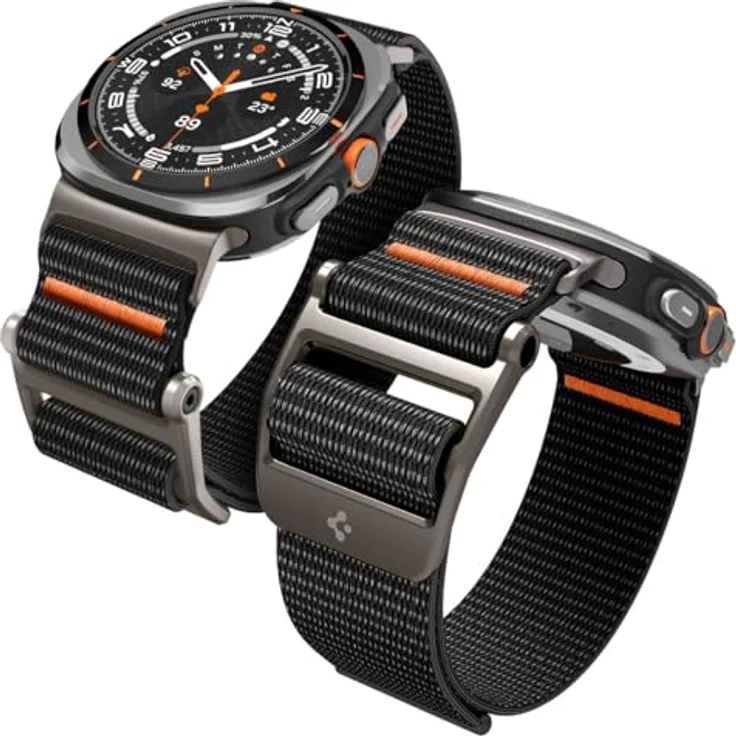 Spigen Dura Pro Flex Armband für Samsung Galaxy Watch Ultra 47mm (2024, 2025) - Robuste Zinklegierungsschnalle, leichtes und strapazierfähiges Material, Schwarz – Bild 1