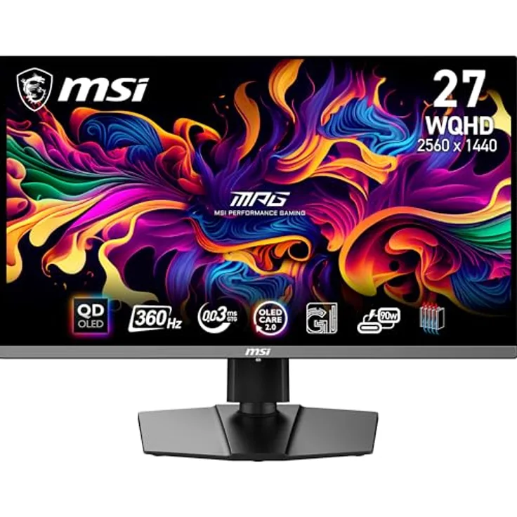 MSI MPG 271QRX QD-OLED 26,5" WQHD Gaming Monitor - OLED Panel Quantum Dot 2560 x 1440, 360Hz / 0,03ms, 99% DCI-P3, ΔE≤2, DisplayHDR True Black 400, KVM, RGB - DP 1.4a, HDMI 2.1, USB Typ-C