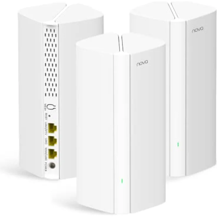 Tenda Nova MX12 Mesh WLAN WiFi 6 System - AX3000 Dual Band WLAN Mesh System [Reichweite bis zu 650m² & 160 Geräte] - 9X Gigabit Port - Ersetzt WLAN Router & Repeater - Kompatibel mit Alexa - 3er-Pack