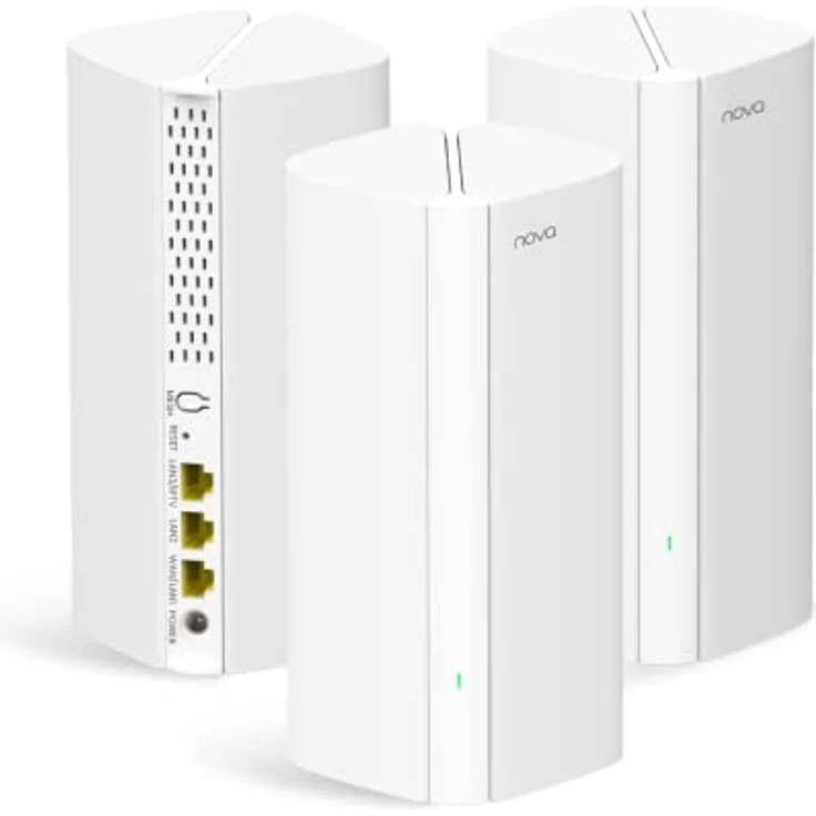 Tenda Nova MX12 Mesh WLAN WiFi 6 System - AX3000 Dual Band WLAN Mesh System [Reichweite bis zu 650m² & 160 Geräte] - 9X Gigabit Port - Ersetzt WLAN Router & Repeater - Kompatibel mit Alexa - 3er-Pack – Bild 1