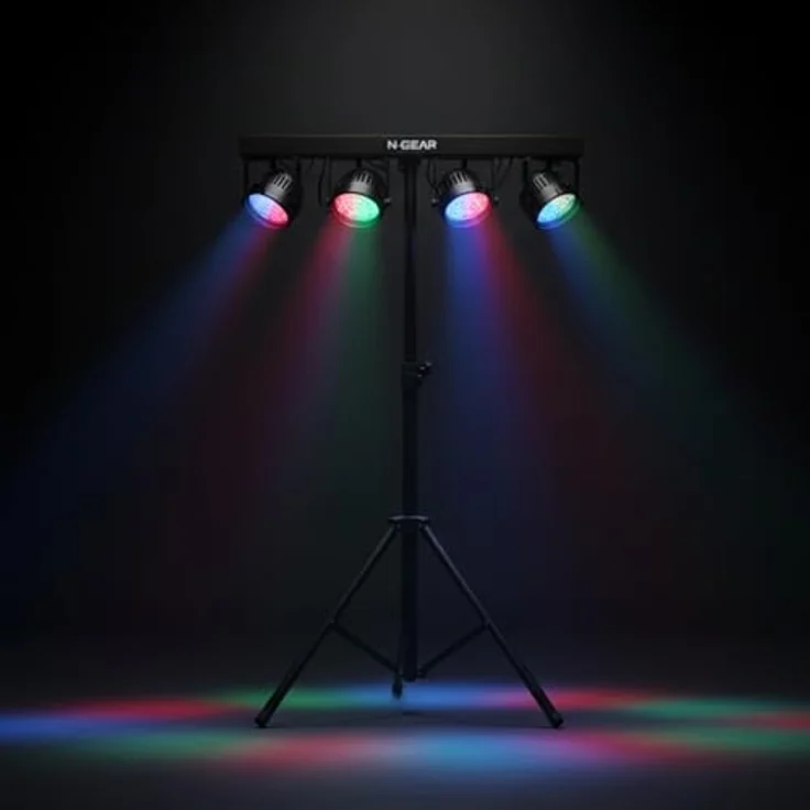 N-Gear Partybar FIVE, LED Partylicht mit 4 RGB Parspots und UV Strobelight, DMX steuerbar, inkl. Fernbedienung – Bild 8