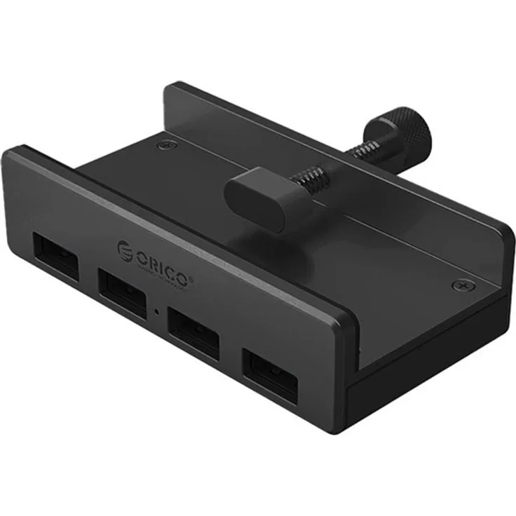 ORICO MH4PU Hub, Clamp-Mount USB-Hub mit 4x USB-A 3.0 Ports, schwarz, bis zu 5 Gbps Datenübertragung