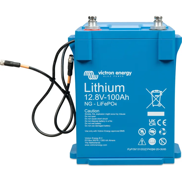 Victron Lithium-NG Batterie 100Ah 12,8V, LiFePO4 mit integriertem Shunt und BMS, IP65 Schutzklasse