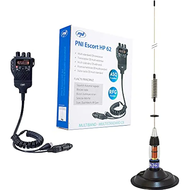 CB-Funkgeräte PNI Escort HP 62, ASQ, RF Gain und CB Antenne PNI ML70 mit 145 mm Magnetfuß inklusive