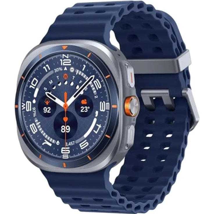 Samsung Galaxy Watch Ultra (2025), AI-Smartwatch mit Titangehäuse, 47 mm, LTE, Marine Band, kissenförmiges Design, Titanblau, 10 ATM wasserdicht – Bild 1