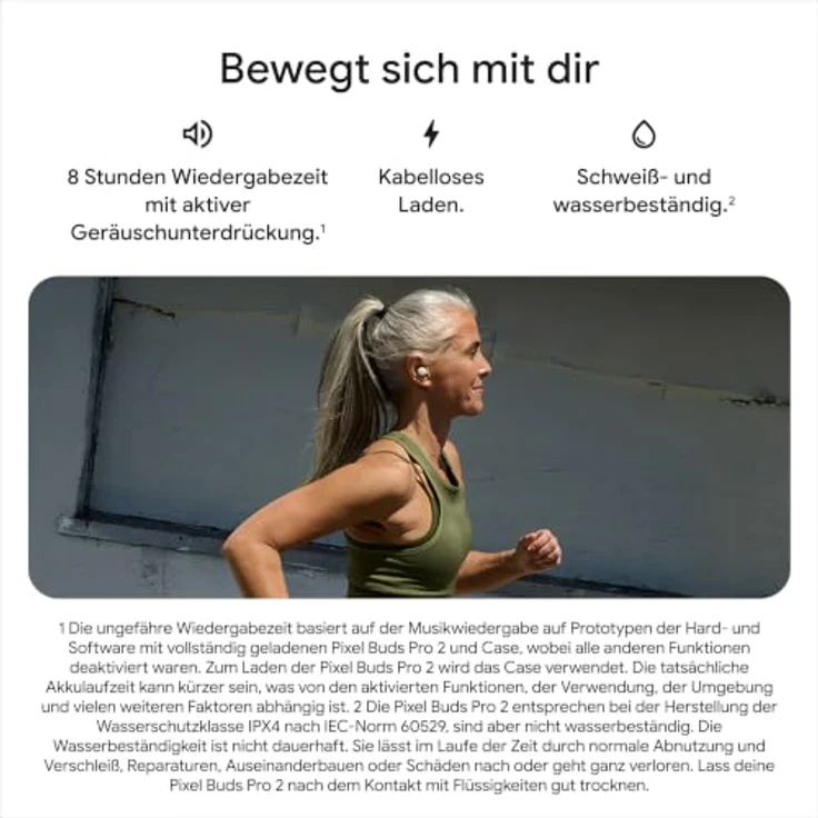 Google Pixel Buds Pro 2, In-Ear Kopfhörer mit Active Noise Cancelling, dunkelgrün – Bild 8